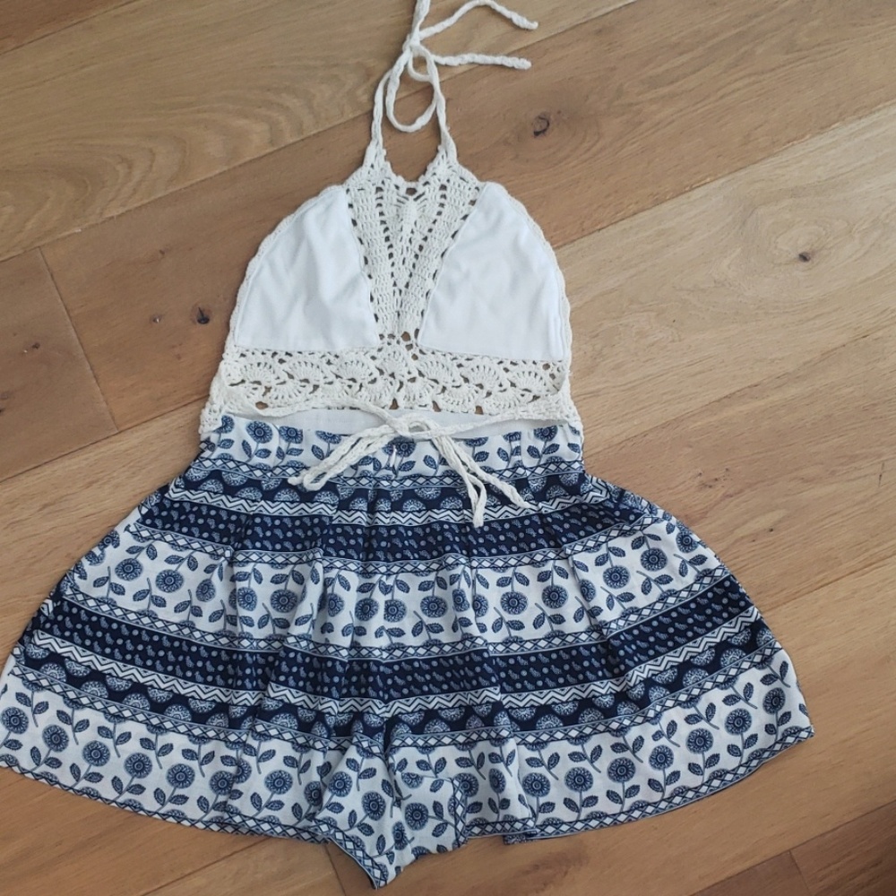 M - Blue Paisley L’atiste Romper - Picture 3 of 9